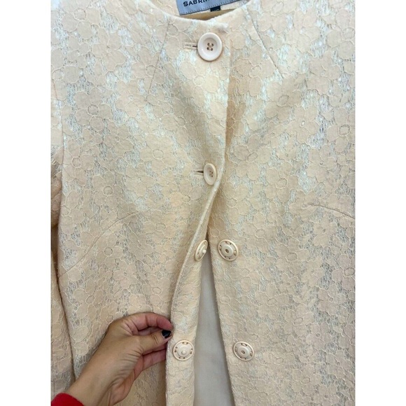 Sabrina Scala Lace Brocade Overlay Dress Coat XS Pink 60’s Style Coquette - Picture 8 of 11